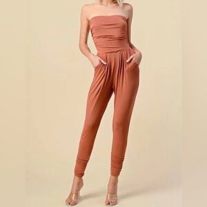 Heart Hips Strapless Jumpsuit in Brown